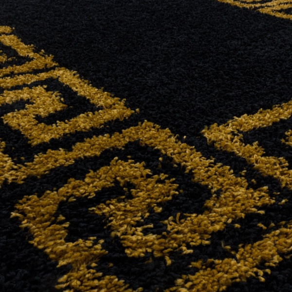 Hera Shaggy Modern Border Gold Rug